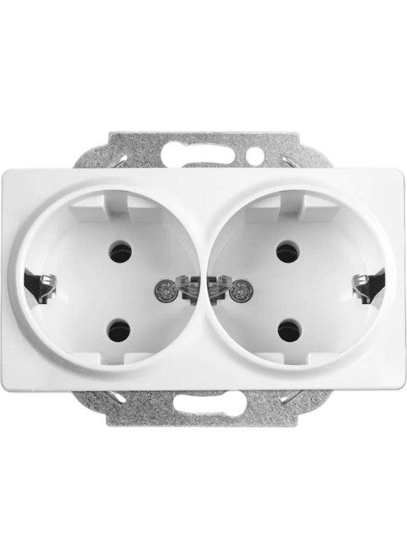 Viko Linnera Double Grounded Socket White 90440056 (Frame Included) (8 Pcs)  - Image 2