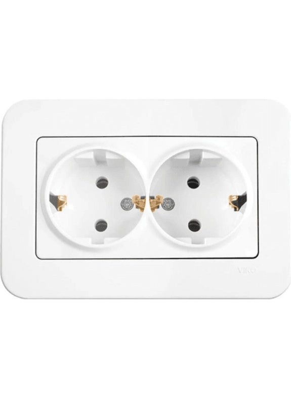 Viko Linnera Double Grounded Socket White 90440056 (Frame Included) (8 Pcs)  - Image 3