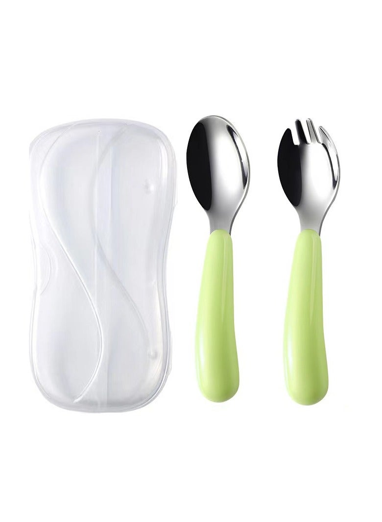 2-piece toddler cutlery set, toddler forks and spoons, stainless steel toddler set, specially designed for self-feeding cutlery set, with travel carrying case  - Image 1