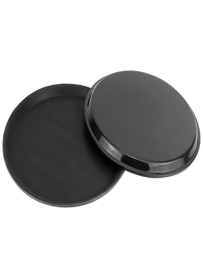 QWORK 11" Round Restaurant Serving Tray, 6 Pack Non-Slip Tray, Black Plastic Meals Server Tray - Image 4