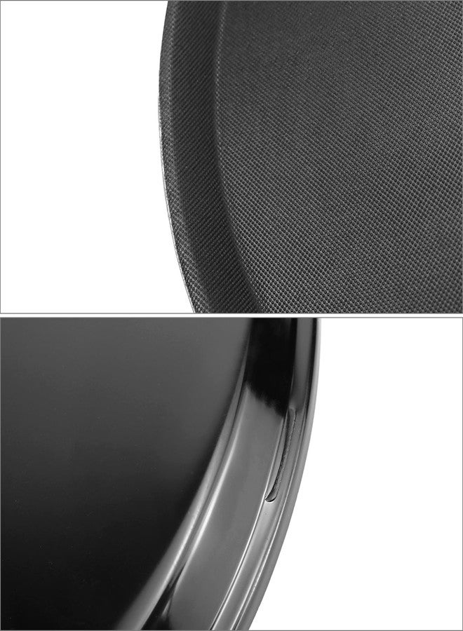 QWORK 11" Round Restaurant Serving Tray, 6 Pack Non-Slip Tray, Black Plastic Meals Server Tray - Image 5