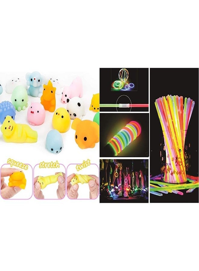 Chocozone Pack of 25 Squishy Toys Squishies Animals Squeeze Toys, Multicolor & Chocozone Light up Toys Glow Sticks Mixed Colors Party Favors Supplies (Pack of 50) - Image 1