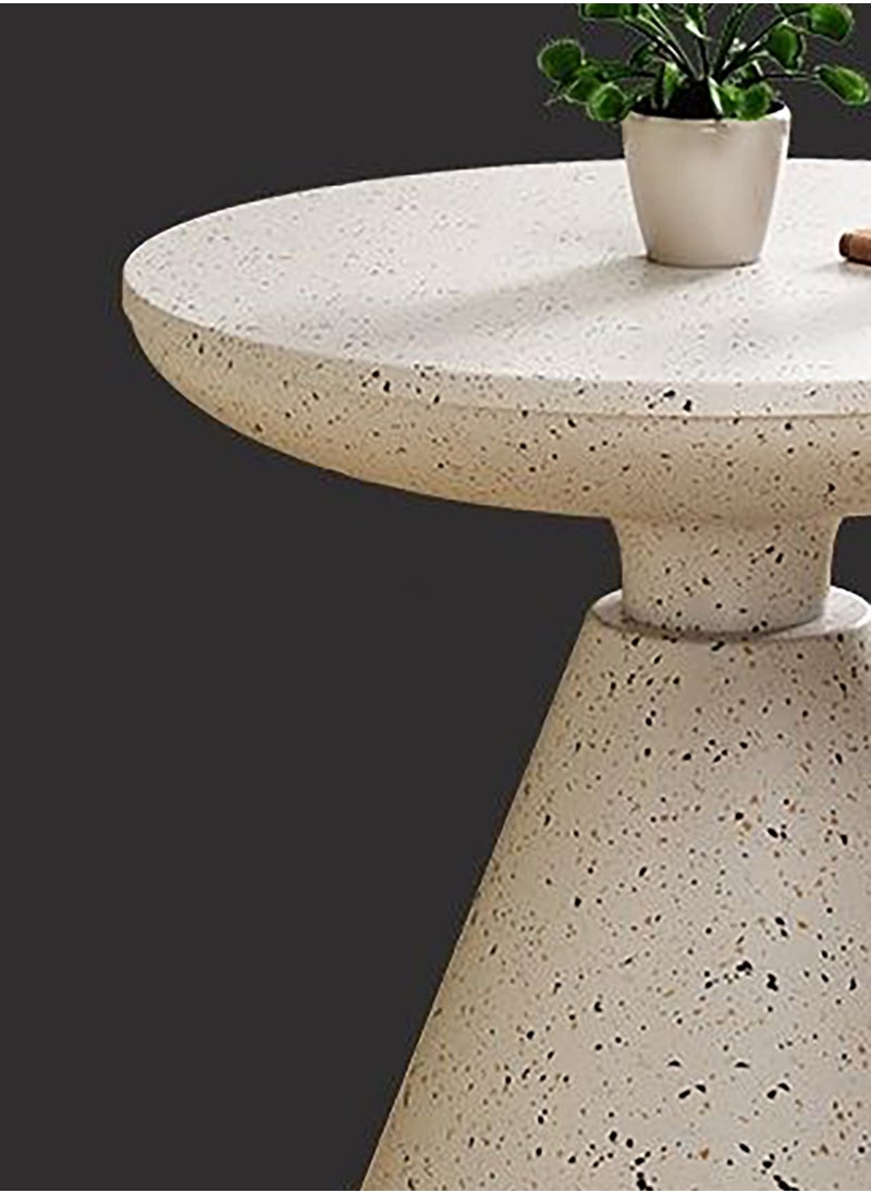 Merry Moments طاولة جانبية Terrazzo بجانب السرير وطاولة القهوة وطاولة المقهى والأريكة وطاولة جانبية وطاولة الوجبات الخفيفة وتصميم عصري لغرفة المعيشة وغرفة النوم والمكتب باللون الأبيض H51xL48xW48 سم  - Image 3