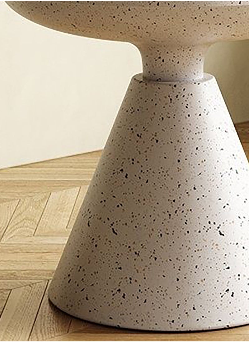 Merry Moments طاولة جانبية Terrazzo بجانب السرير وطاولة القهوة وطاولة المقهى والأريكة وطاولة جانبية وطاولة الوجبات الخفيفة وتصميم عصري لغرفة المعيشة وغرفة النوم والمكتب باللون الأبيض H51xL48xW48 سم  - Image 5