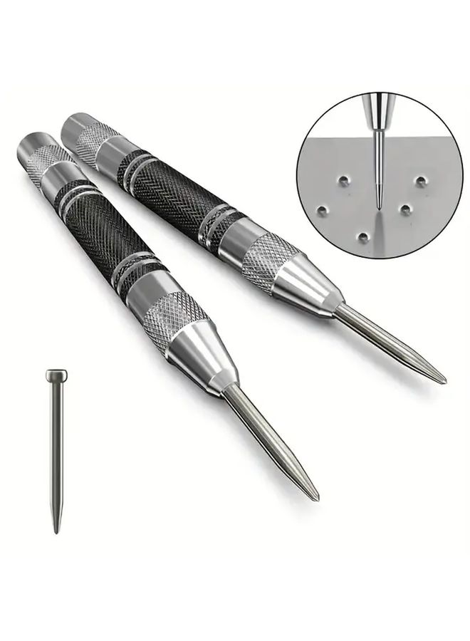 Automatic Center Punch 5 Inch Heavy Duty Steel Spring Adjustable Tension Tool for Metal Wood Glass Plastic DIY Center Hole Punch - Image 1