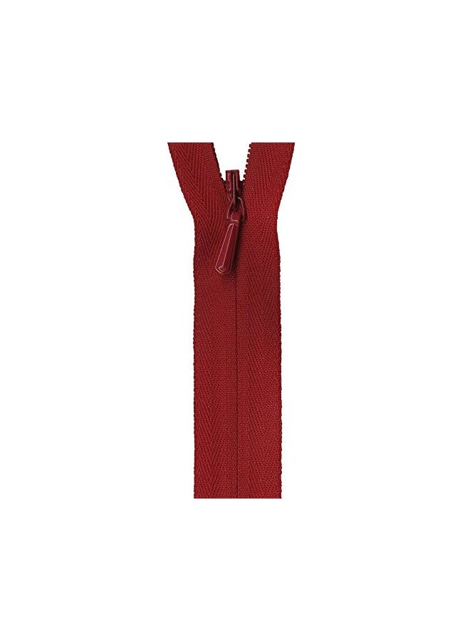 YKK Unique Invisible Zipper 22", Red - Image 1