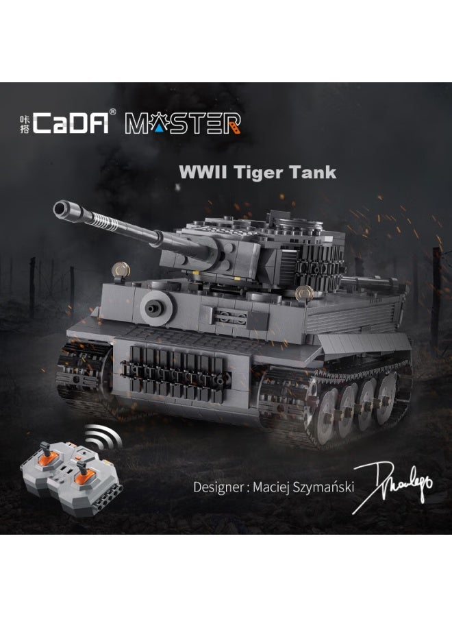 Cada Building Block Assembly Toy, Moc Authorized Tiger Tank Model, Adult Electric Remote Control Toy, Boys' Holiday Gift - Image 1