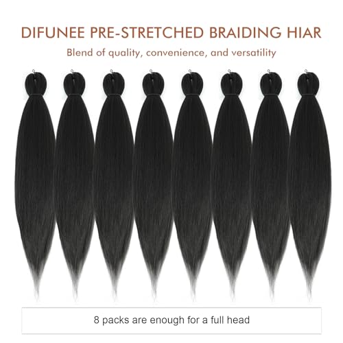 DIFUNEE Pre-stretched Braiding Hair - 20 Inch 8 Packs Dark Brown Long Braiding Hair For Twist or Box Braids, Yaki Texture Hot Water Setting Synthetic Braiding Hair Extensions (20 Inch, #2-8P) - Image 5