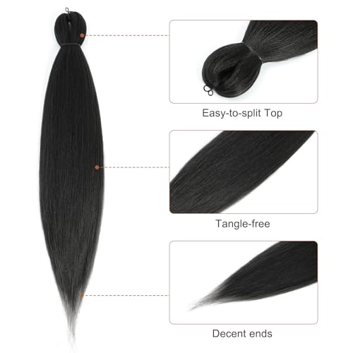 DIFUNEE Pre-stretched Braiding Hair - 20 Inch 8 Packs Dark Brown Long Braiding Hair For Twist or Box Braids, Yaki Texture Hot Water Setting Synthetic Braiding Hair Extensions (20 Inch, #2-8P) - Image 2