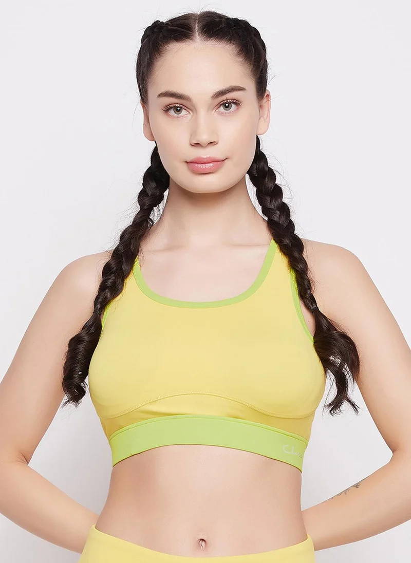 كلوفيا Clovia Medium Impact Padded Racerback Sports Bra in Lemon Yellow