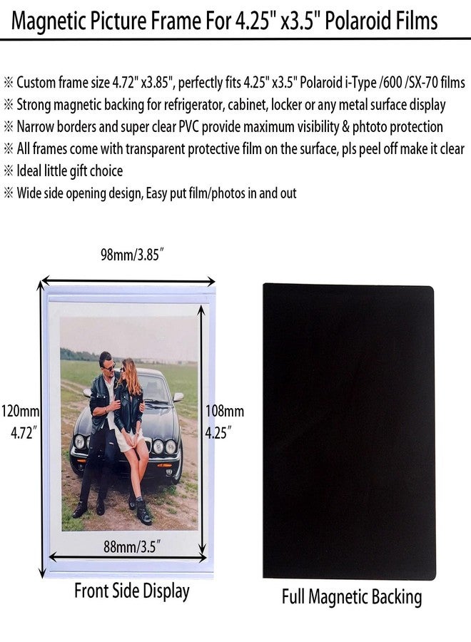 SULEPE 3.5 x 4.25” Polaroid Magnetic Picture Frame, Fridge Magnet Frame for Polaroid Now i-Type/600/SX-70/OneStep+/Instax Wide 300/200 Films, Locker Decoration, 10 Pack - Image 2
