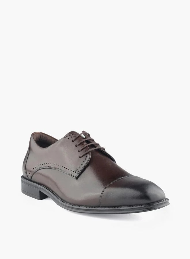 دوتشيني Men Genuine Leather Lace-Up Derby Shoes
