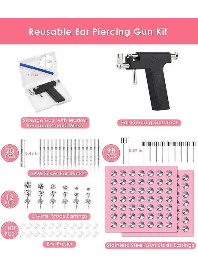 Stainless Steel Reusable Ear Piercing Gun Kit with Crystal Studs for Earlobe Cartilage Helix Tragus Piercing at Home or Salon - Image 4