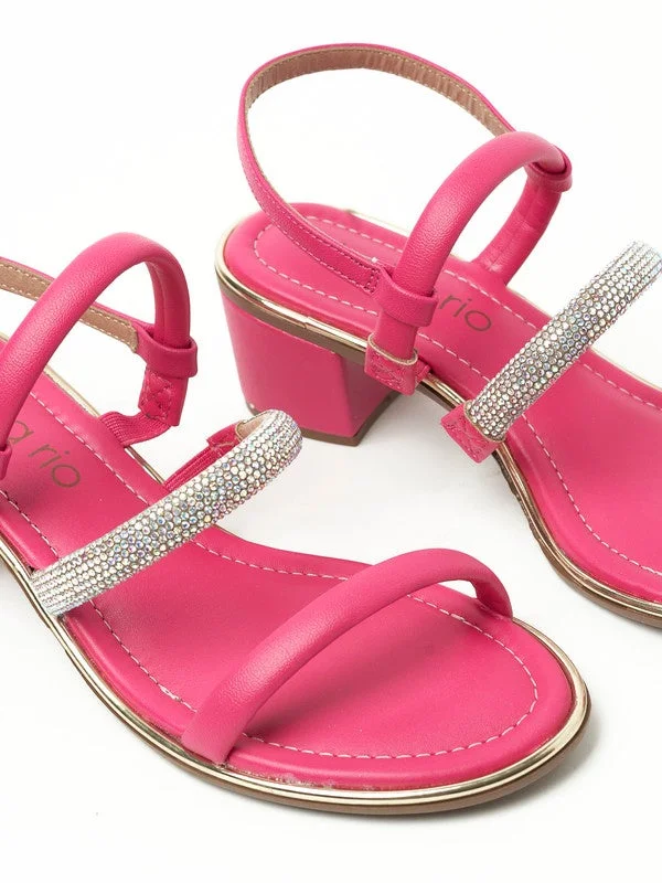 Beira Rio Mid Heels Sandals for Women – Sling Back Heel Sandals for Girls with Ankle Strap