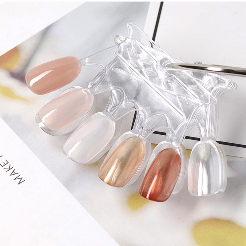 10Pcs False Nail Tips Crown Natural Clear UV Gel Display Practice Board Nail Polish Color Card with Ring - Image 3