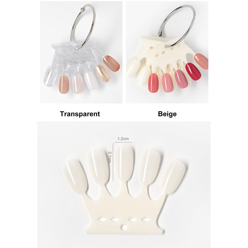 10Pcs False Nail Tips Crown Natural Clear UV Gel Display Practice Board Nail Polish Color Card with Ring - Image 4