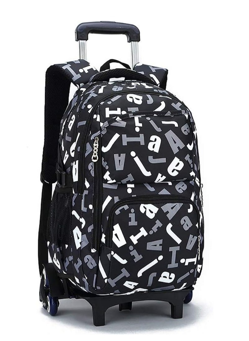 Generic - Boys Girls Students Wheeled Backpack Rolling School Bag Travel Trolley Book Bag for Kids Luggage Case - Image 1