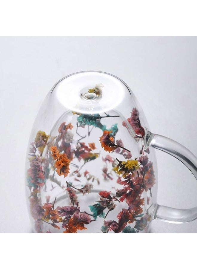 10oz Double Wall Flower Embedded Glass Mug, Heat Resistant Handheld Drinking Cup, Stylish Clear Glass Cup for Coffee Tea Milk Daily Drink - Image 5