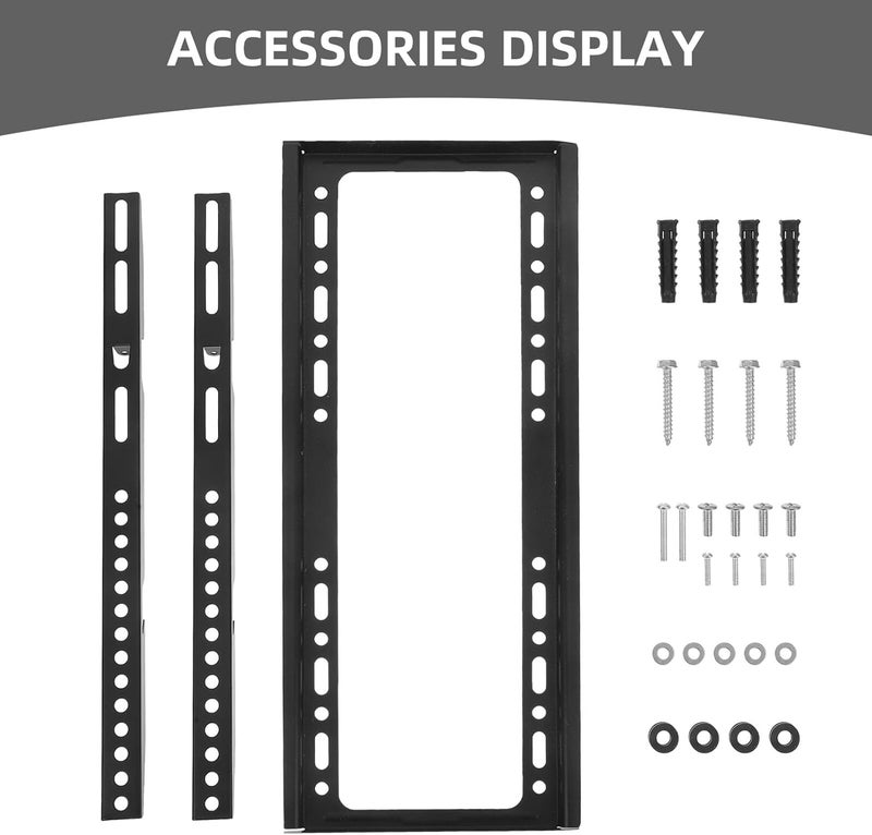 Totority Fixed Tv Wall Mount Bracket Universal 26-63 Inch Compact Black Tv Mounting Kit with Screws for Bedroom and Living Room - Image 3