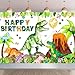 BIGKEOKI Dinosaur Birthday Backdrop Banner Roar Dino Happy Birthday Jungle Leaves Trex Dinosaur Photography Background for Boy Girl 1st 2nd 3rd 4th 10th Bday Party Supplies Decor Green Happy Bday Generic - Image 3