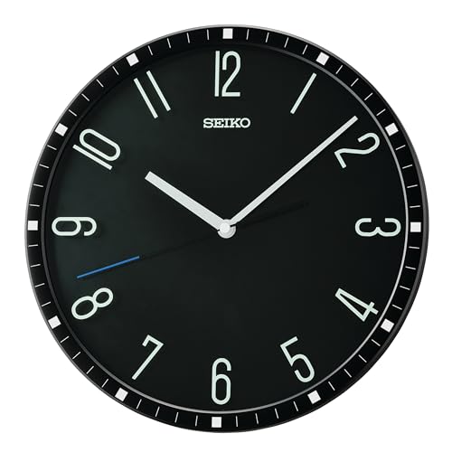 SEIKO QXA818KRH Glass Printed Non Ticking Wall Clock Black 12 Inch - Image 1