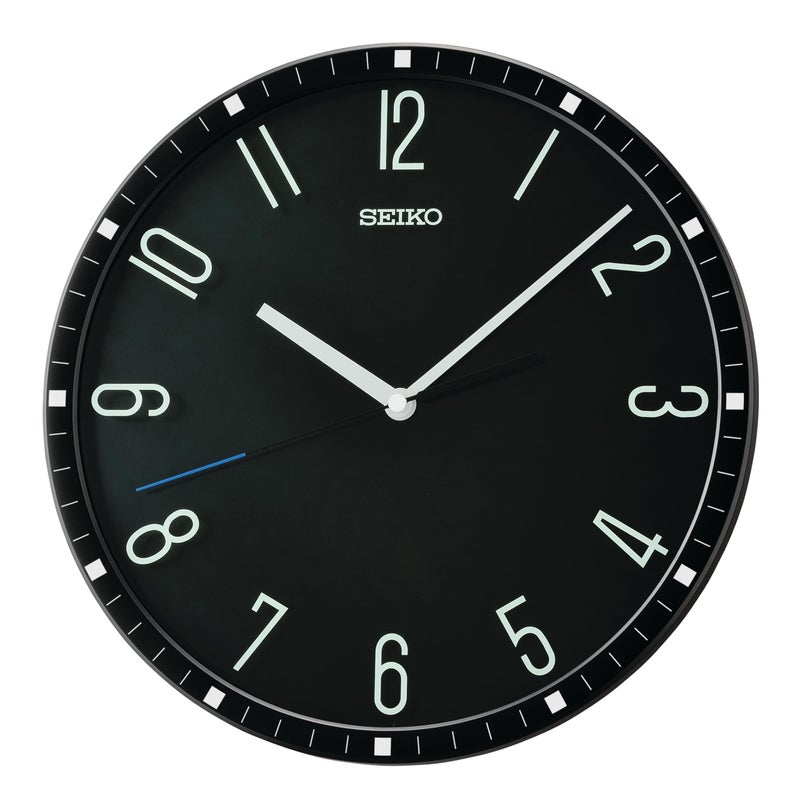 SEIKO QXA818KRH Glass Printed Non Ticking Wall Clock Black 12 Inch - Image 2