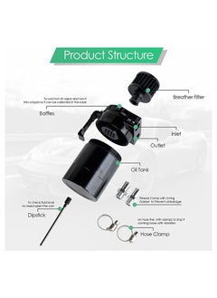 TLAXCA Universal Engine Baffled Oil Catch Can Tank with Filter 300ml Automotive Reservoirs Aluminum Catcher  - Image 4