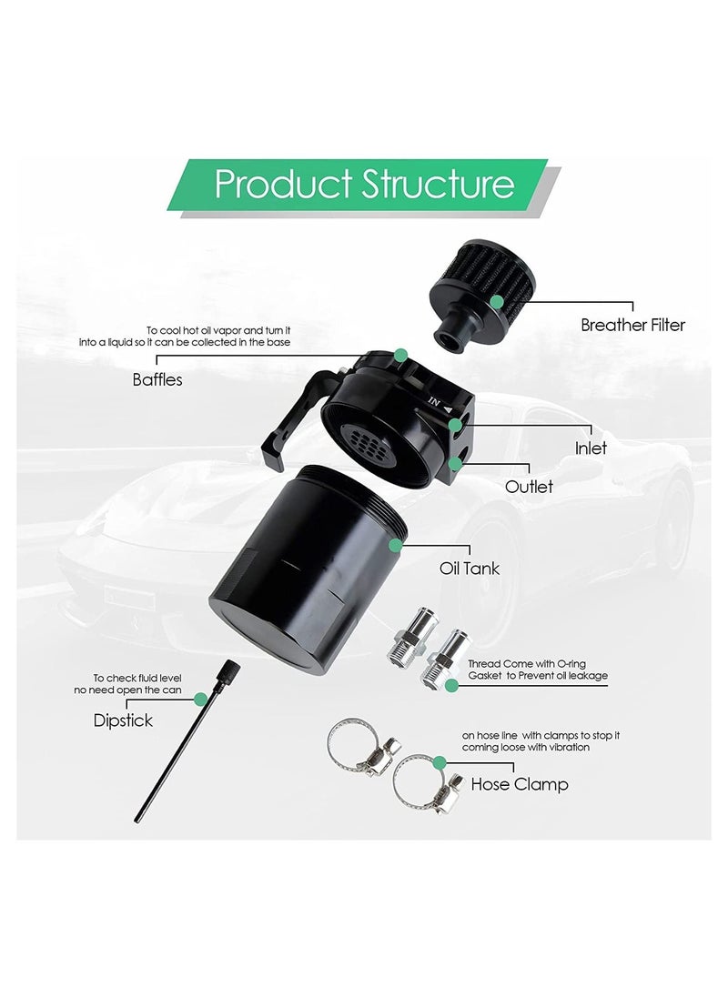 TLAXCA - Universal Engine Baffled Oil Catch Can Tank with Filter 300ml Automotive Reservoirs Aluminum Catcher - Image 1