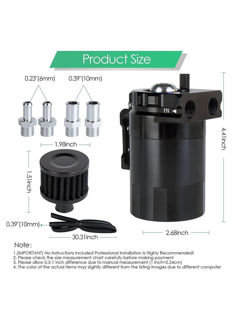 TLAXCA - Universal Engine Baffled Oil Catch Can Tank with Filter 300ml Automotive Reservoirs Aluminum Catcher - Image 1