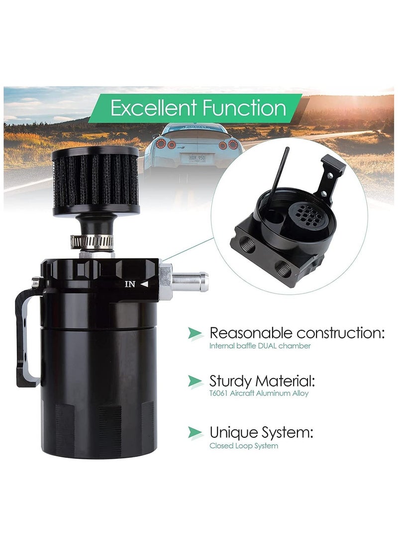 TLAXCA - Universal Engine Baffled Oil Catch Can Tank with Filter 300ml Automotive Reservoirs Aluminum Catcher - Image 1