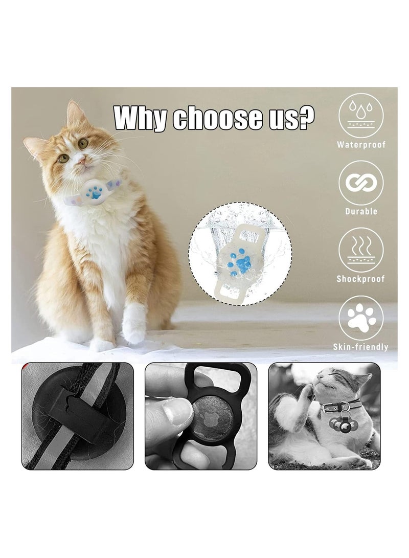 GUDOO حامل عنق الكلب المتوافق مع Air-Tag قلادة القط قابلة للتعديل مع حامل Air-Tag وجرس مفصل لسهولة الفك الخفيفة. - Image 3
