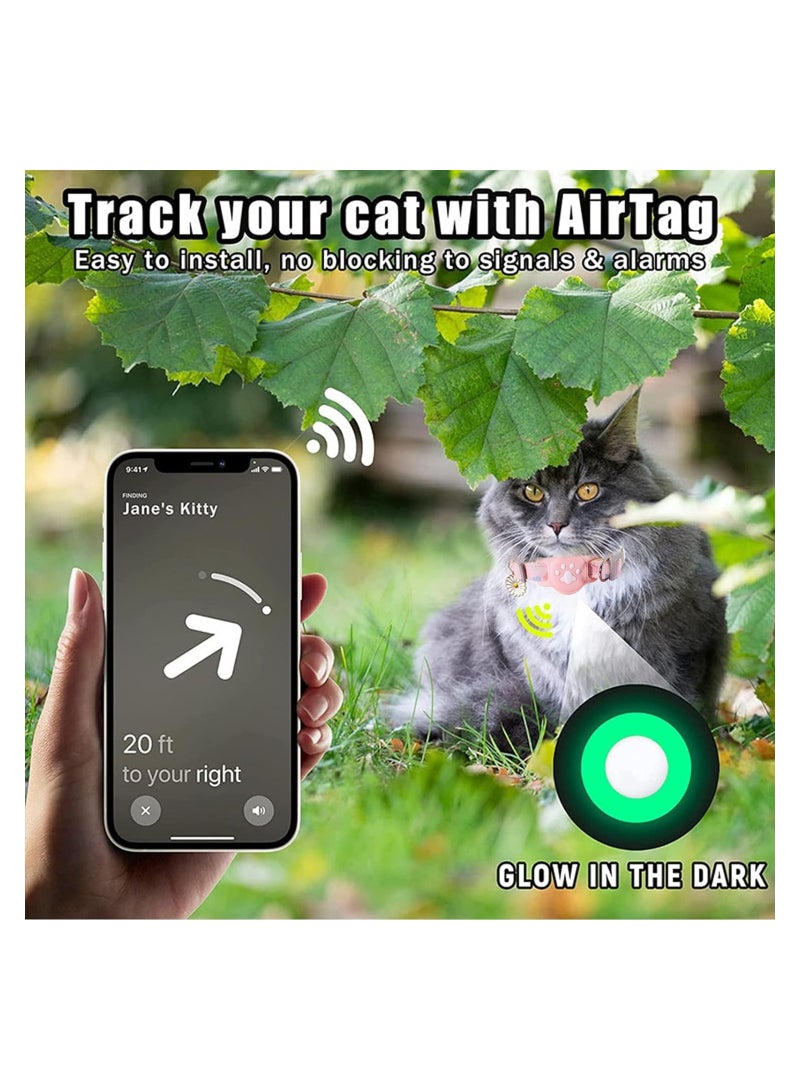 GUDOO حامل عنق الكلب المتوافق مع Air-Tag قلادة القط قابلة للتعديل مع حامل Air-Tag وجرس مفصل لسهولة الفك الخفيفة. - Image 5