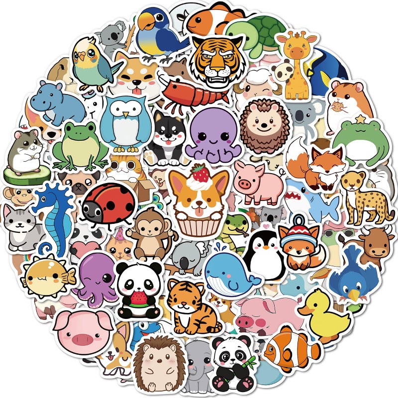 pcnearty 100 Pcs Animal Stickers for Kids Cute Water Bottle Stickers for Kids Waterproof Vinyl Laptop Kid Sticker Pack Kid Classroom Prizes for Elementary Students - Image 2