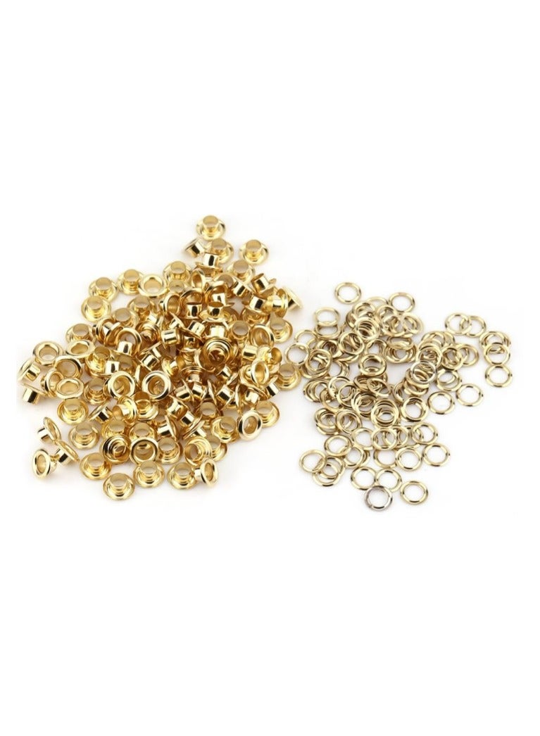 Eyelets Pliers, For punching and pressing  Eyelets (1X2) with 200 Eyelets set =(100 golden colour+100 metal colour) , size 4 mm, punches up to 25 sheets of 80 g, 28 sheets of 70 g, - Image 4