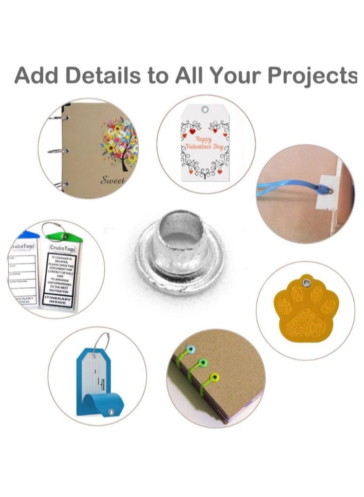 Eyelets Pliers, For punching and pressing  Eyelets (1X2) with 200 Eyelets set =(100 golden colour+100 metal colour) , size 4 mm, punches up to 25 sheets of 80 g, 28 sheets of 70 g, - Image 5