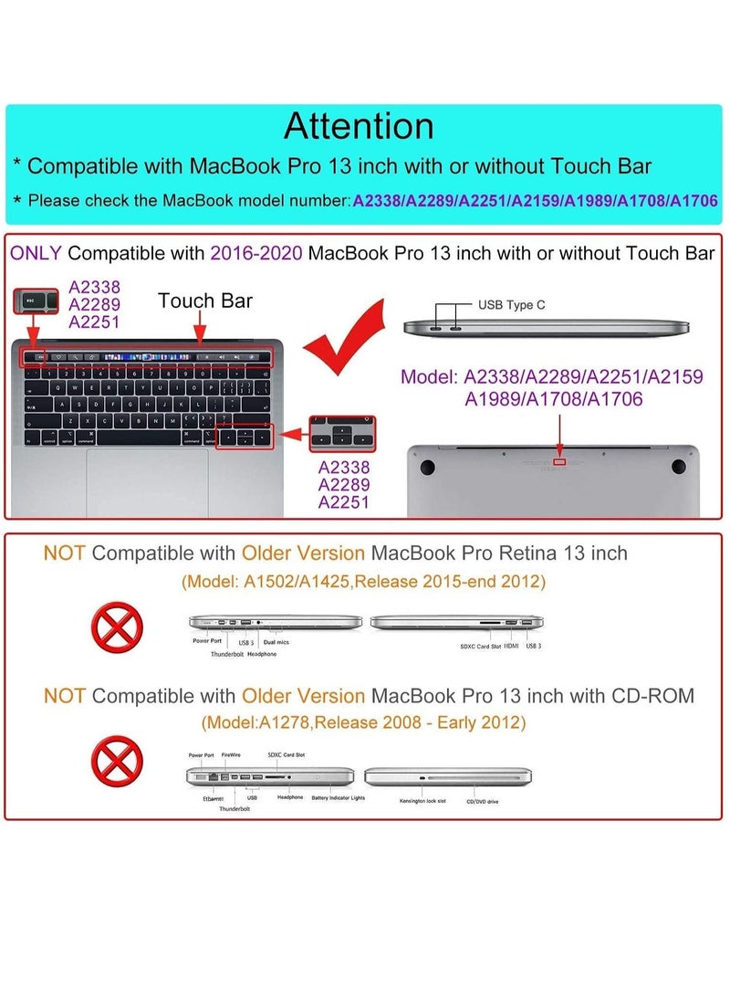 Generic - For MacBook Pro 13 Inch Crystal Clear Case 2016 2022 M1 M2 A2338 A2289 A2251 A2159 A1706 A1989 Plastic Protective Hard Shell Cover  Keyboard Cover  Keyboard Skin For MacBook Pro 13 - Image 1