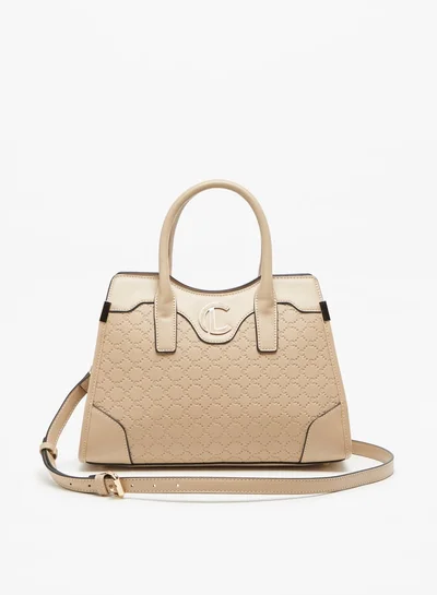 Le Confort Women's Textured Tote Bag with Top Handles and Zip Closure