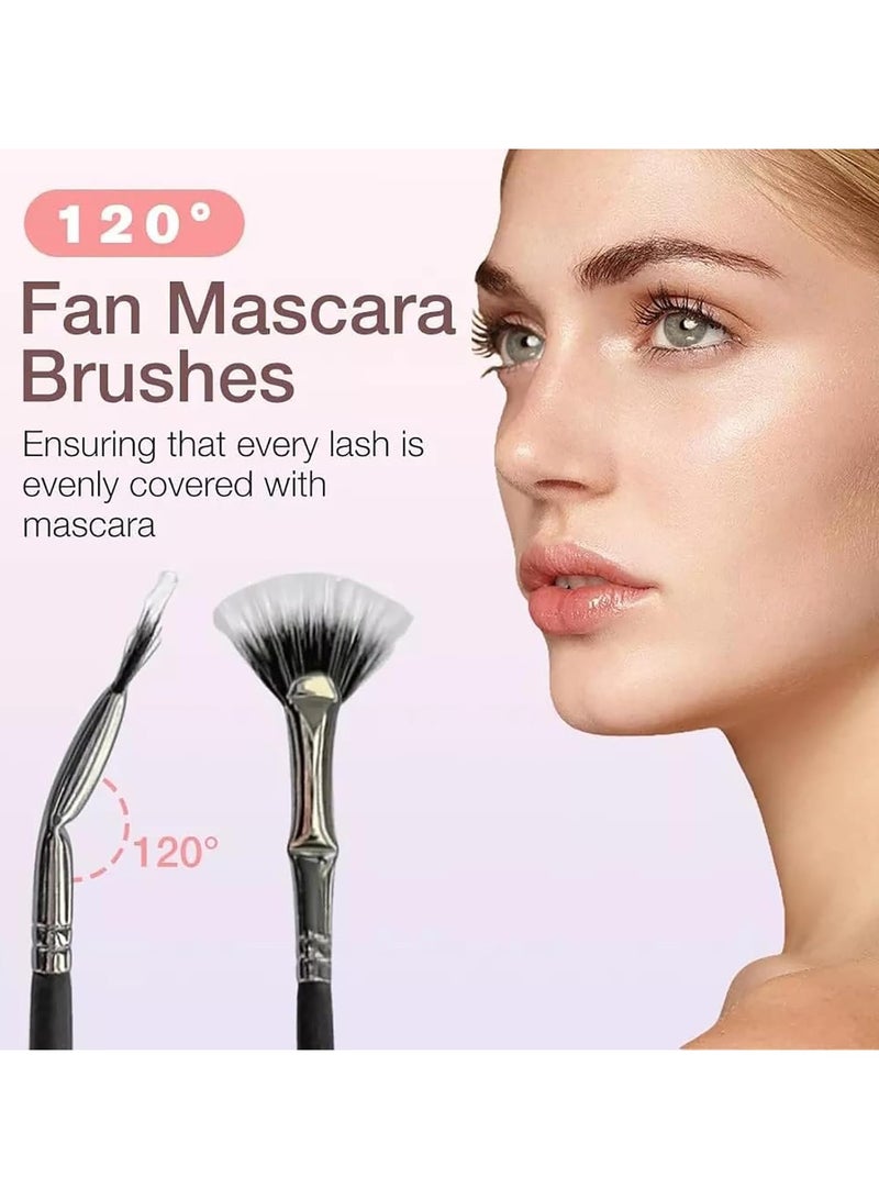 Zikra 3Pcs Folding Angle Scalloped Lash Brush, New Mascara Brush Eyelash Comb Separator for Upper Lower Eye Lash, Multifunctional Angled Fan Shaped Eyelash Brush Lash Wand Brush Makeup Tool - Image 4