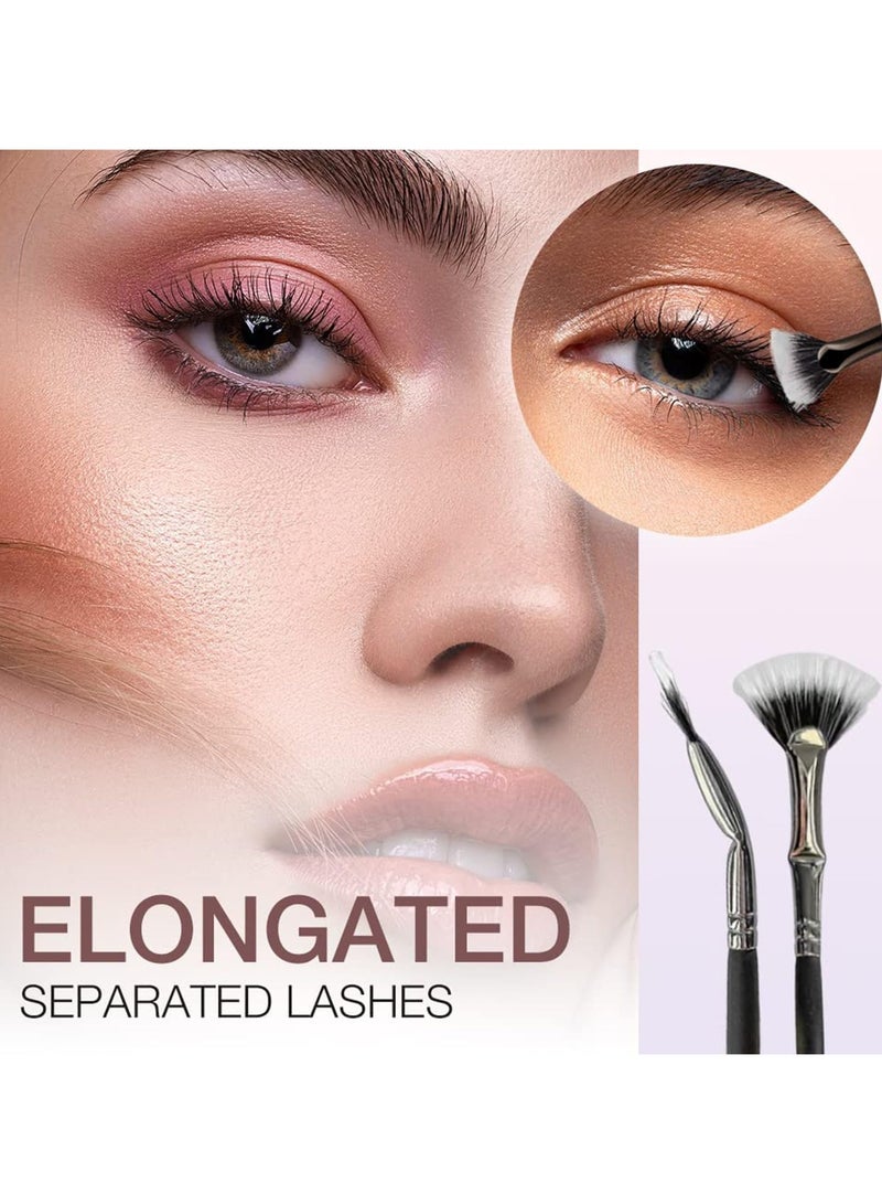 Zikra 3Pcs Folding Angle Scalloped Lash Brush, New Mascara Brush Eyelash Comb Separator for Upper Lower Eye Lash, Multifunctional Angled Fan Shaped Eyelash Brush Lash Wand Brush Makeup Tool - Image 3