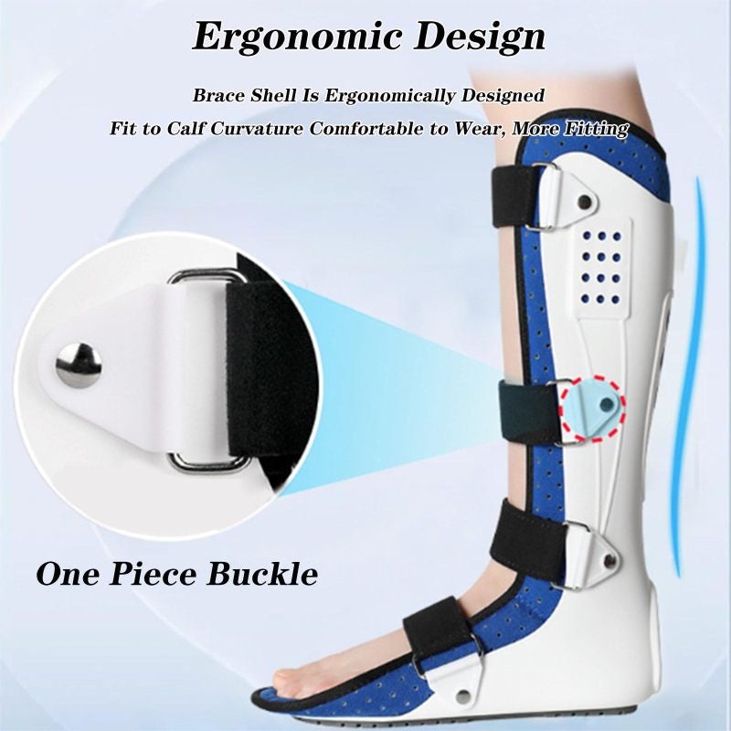 Ankle Foot Brace L Size White Rigid Shell Adjustable Straps - Stable Secure Immobilization Foot Drop Brace for Foot Ankle Injury Recovery Daily Use - Image 2