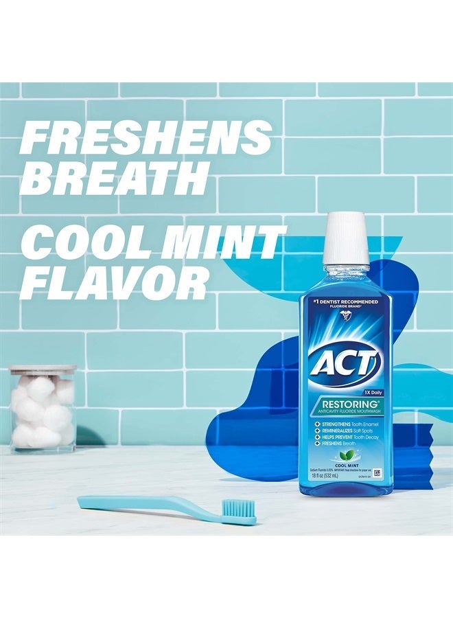 ACT Restoring Fluoride Mouthwash 18 fl. oz. Strengthens Tooth Enamel, Cool Mint - Image 4