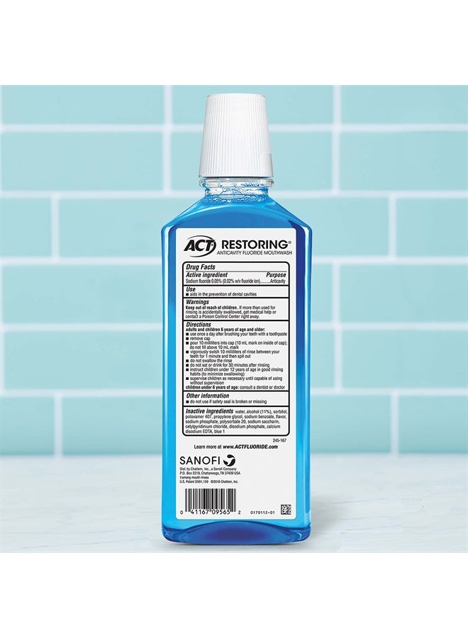 ACT Restoring Fluoride Mouthwash 18 fl. oz. Strengthens Tooth Enamel, Cool Mint - Image 2