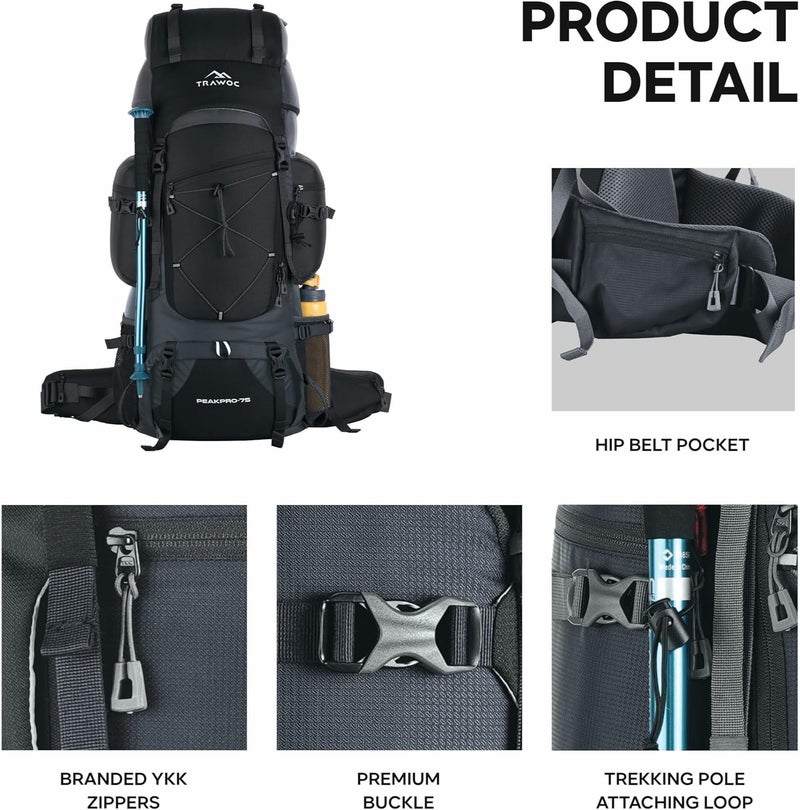 TRAWOC PEAKPRO 75L Travel Backpack - Image 2