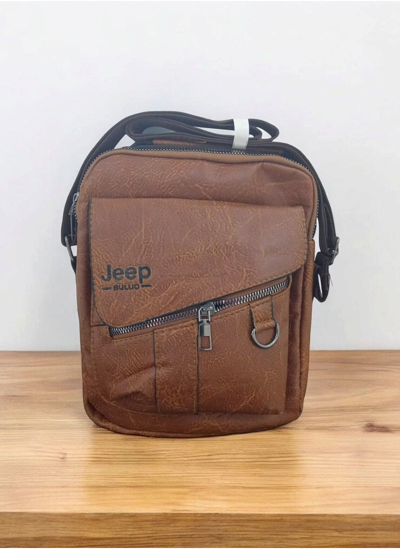 Jeep Buluo Men's Leather Cross Bag - Brown  - Image 3