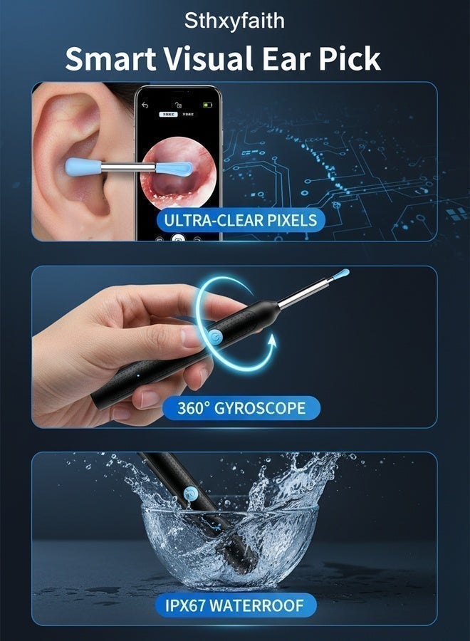 DQ faith Ear Wax Removal - 2000w HD camera with Camera Earwax Remover Tool with 9 Pcs Ear Set - Earwax Removal Kit with Light -With 6 soft silicone ear spoons - Ear Cleaner for iOS & Android - Image 3