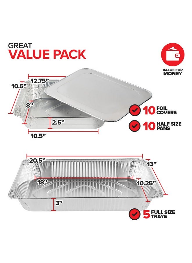 Chafing Dish Buffet Set with Cover Disposable - 21x13 (5 Pack) 9x13 & Lids (10 Pack) Aluminum Serving Trays, Catering Pans for Keeping Food Warm, Chaffing Dishes for Buffets and Parties, Warming Tray - pzsku/ZD52454869DA6E9EA6201Z/45/_/1736571307/e9485744-ae5b-442e-98eb-94e622e3d523