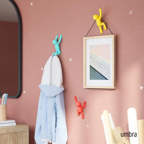 UMBRA خطافات حائط أمبرا بادي - خطافات معطف مزخرفة مثبتة على الحائط لتعليق المعاطف، الأوشحة، الحقائب، المحافظ، حقائب الظهر، المناشف والمزيد، مجموعة من 3، متعددة الألوان الساطعة - Image 2