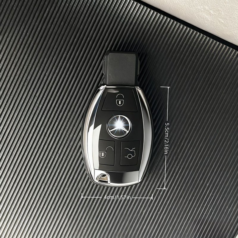 Transparent White TPU Key Cover For Mercedes Remote With Silver Ring - Image 2