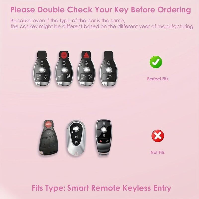 Transparent White TPU Key Cover For Mercedes Remote With Silver Ring - Image 3