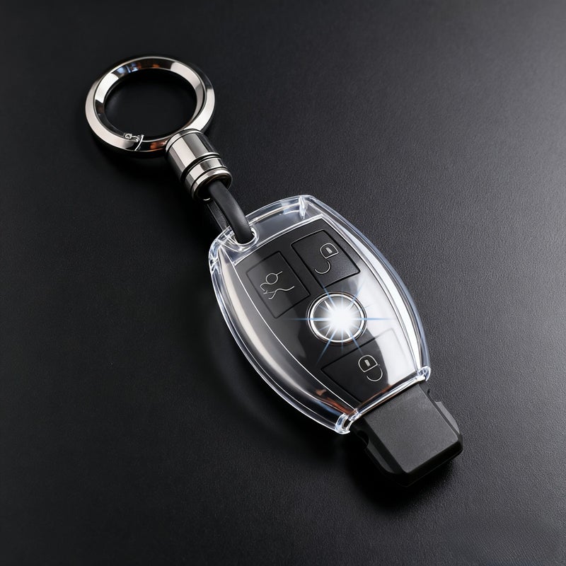 Transparent White TPU Key Cover For Mercedes Remote With Silver Ring - Image 4